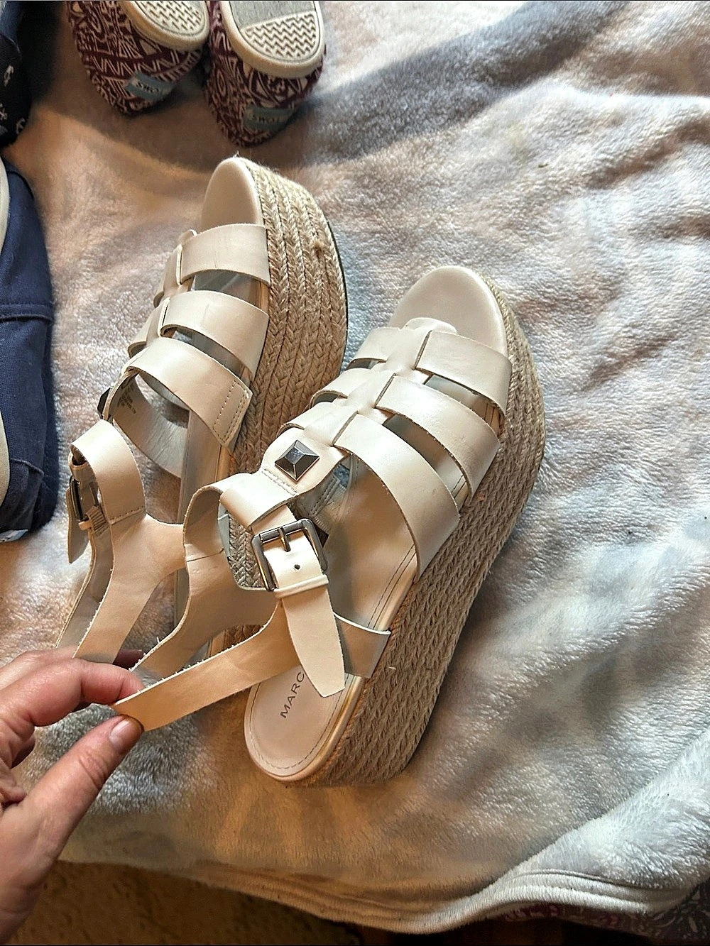 Marc Fisher Pasion Espadrille Wedge Sandal in White